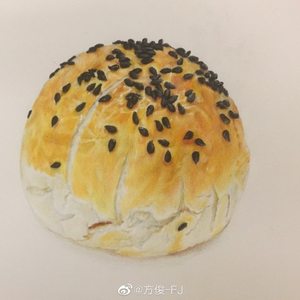 蛋黄酥面包彩铅步骤图